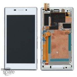 Ecran LCD + Vitre tactile blanche + châssis Sony Xperia M2 Aqua (officiel) 78P7550001N