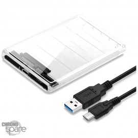 Boitier externe disque dur 2.5 pouces (9,5mm) SATA USB 3.0 Metal Noir