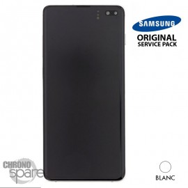 Ecran OLED + Vitre Tactile + châssis blanc Prisme Samsung Galaxy S10 Plus G975F (officiel)
