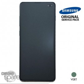 Ecran OLED + Vitre Tactile + châssis vert Samsung Galaxy S10 Plus G975F (officiel)