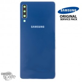 Vitre arrière + vitre caméra Bleu Samsung Galaxy A7 2018 SM-750F (Officiel)