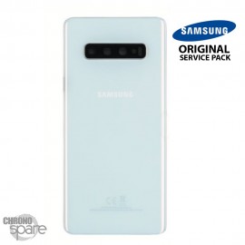 Vitre arrière + vitre caméra Blanc Prisme Samsung Galaxy S10 PLUS G975F (Officiel)