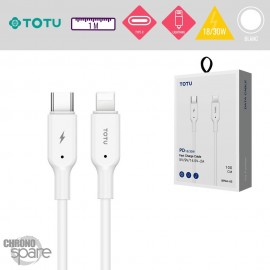 Câble USB-C vers Lightning 18/30W-2A blanc 1M TOTU