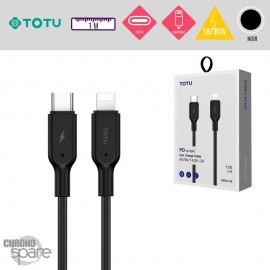 Câble USB-C vers Lightning 18/30W-2A noir 1M TOTU