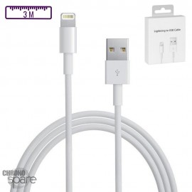 Câble USB vers Lightning compatible iPhone Apple - 3M 12W 2.4A avec boîte
