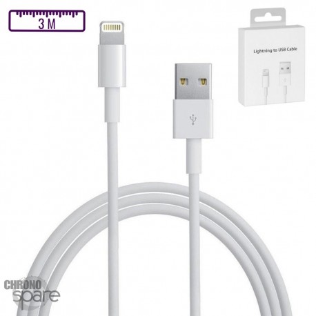 Câble de charge compatible Lightning iPhone - Premium 3M avec Boite