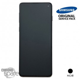 Ecran OLED + Vitre Tactile + châssis noir Samsung Galaxy S10 G973F (officiel)