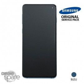 Ecran OLED + Vitre Tactile + châssis Bleu Samsung Galaxy S10 G973F (officiel)
