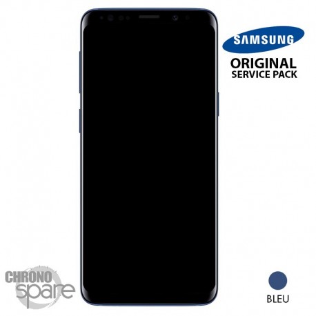 Ecran LCD + Vitre Tactile + châssis bleu Samsung Galaxy S9 Plus G965F (officiel)