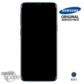Ecran LCD + Vitre Tactile + châssis bleu Samsung Galaxy S9 G960F (officiel)