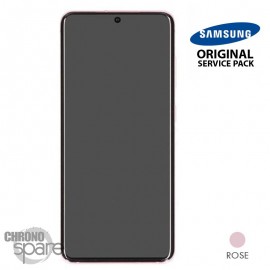 Ecran OLED + Vitre Tactile + châssis rose Samsung Galaxy S20 4G G980F / 5G G981B (officiel)