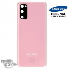 Vitre arrière + vitre caméra rose Samsung Galaxy S20 G980F (Officiel)