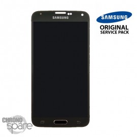 Vitre tactile et écran LCD Samsung Galaxy S5 Mini noir / bouton or G800F G800H (officiel)