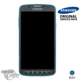 Ecran LCD + Vitre Tactile + Châssis Samsung Galaxy S4 Active I9295 Bleu (Officiel)