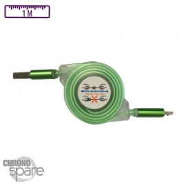 Câble lumineux enrouleur 1 mètre Micro USB - Vert