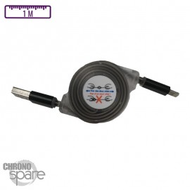 Câble lumineux enrouleur 1 mètre Micro USB - Noir