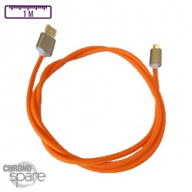 Câble Micro Usb orange Tressé