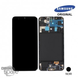 Ecran LCD + Vitre Tactile + châssis noir Samsung Galaxy A20 A205F (officiel)
