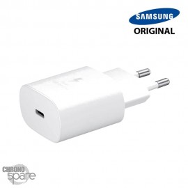 Chargeur secteur USB-C Samsung FAST CHARGE original 25W - Blanc Avec boîte 