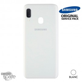 Vitre arrière + vitre caméra Blanche Samsung Galaxy A20E A202FN (Officiel)