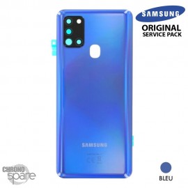 Vitre arrière + vitre caméra Bleue Samsung Galaxy A21S A217F (Officiel)