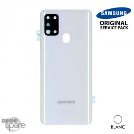 Vitre arrière + vitre caméra Blanche Samsung Galaxy A21S A217F (Officiel)