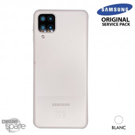 Vitre arrière + vitre caméra + bouton power Blanche Samsung Galaxy A12 (Officiel)