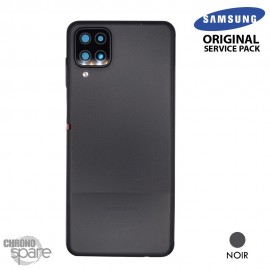 Vitre arrière + vitre caméra + bouton power Noire Samsung Galaxy A12 (Officiel)