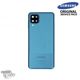 Vitre arrière + vitre caméra + bouton power Bleue Samsung Galaxy A12 (Officiel)