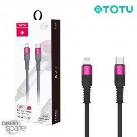 Câble USB-C vers lightning 20W rose/noir 1.2M TOTU