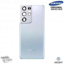 Vitre arrière + vitre caméra Argent Samsung Galaxy S21 Ultra 5G G998F (Officiel)