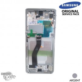 Ecran OLED + Vitre Tactile + châssis Argent Samsung Galaxy S21 Ultra G998B 5G (officiel) Sans Batterie