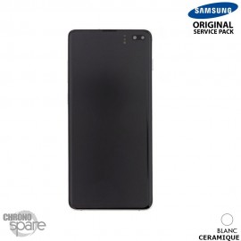 Ecran LCD + Vitre Tactile + châssis blanc céramique Samsung Galaxy S10 Plus G975F (officiel)