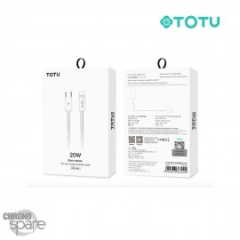 Câble USB-C vers lightning tressé 20W blanc 1M TOTU