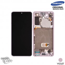 Ecran OLED + Vitre Tactile + châssis Violet Samsung Galaxy S21 G991B (officiel) Sans Batterie
