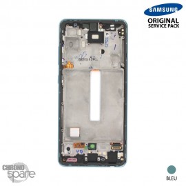 Ecran LCD + Vitre Tactile + châssis Bleu Samsung Galaxy A52 5G / 4G A525F / A526B (officiel) Sans Batterie