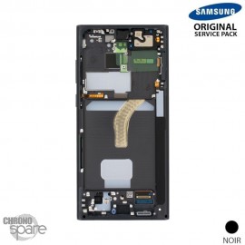 Ecran OLED + Vitre Tactile + châssis Noir Samsung Galaxy S22 Ultra S908B (officiel) Sans Batterie 