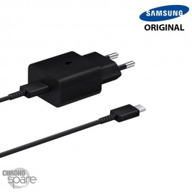 Chargeur secteur USB-C + câble 1m Samsung FAST CHARGE original USB-C 15W - Noir Avec boîte