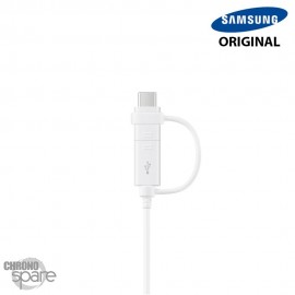 Câble Duo Samsung 1,5m Micro-USB et USB-C 15W - Blanc Avec Boite (Officiel)