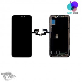 Ecran Oled + vitre tactile + adhésif iPhone X Noir ( Soft OLED )