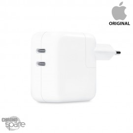 Chargeur double port USB-C 35 W Apple Banc (Officiel) avec Boite
