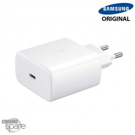 Chargeur secteur Type C + cable 1m Type C / Type C Samsung FAST CHARGE 45W - Blanc Avec boite (Officiel)