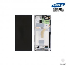 Ecran OLED + Vitre Tactile + châssis Blanc Samsung Galaxy S22 Ultra S908B (officiel) Sans Batterie 