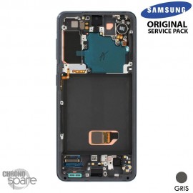 Ecran OLED + Vitre Tactile + châssis Gris Samsung Galaxy S21 G991B (officiel) Sans Batterie Sans Caméra