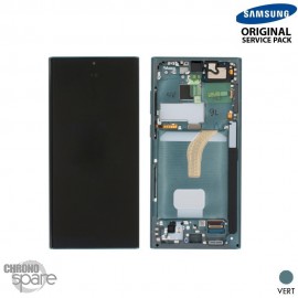 Ecran OLED + Vitre Tactile + châssis Vert Samsung Galaxy S22 Ultra S908B (officiel) Sans Batterie