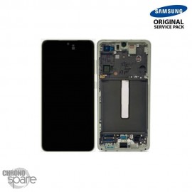 Ecran OLED + Vitre Tactile + châssis olive Samsung Galaxy S21 FE G990B (officiel) Sans Batterie