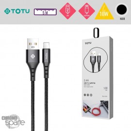 Câble USB vers Lightning 10W-2,1A noir 5M TOTU