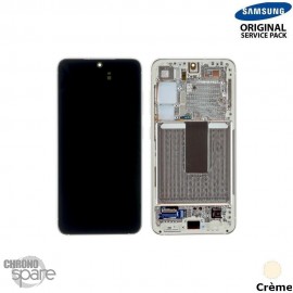 Ecran Oled + vitre tactile crème Samsung Galaxy S23 S911B (officiel)