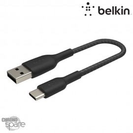 Câble à gaine tressée USB-A vers USB-C (15W) 15cm - Noir (Officiel) BELKIN