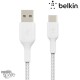 Câble à gaine tressée USB-A vers USB-C (15W) 1m - Blanc (Officiel) BELKIN